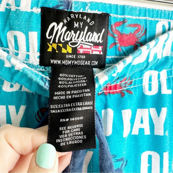 Mens Old Bay Maryland Crab Pajama Pants Drawstring Pockets Blue Red - Picture 6 of 7